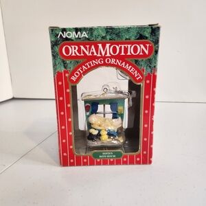 Noma Ornamotion 1989 Rotating Christmas Tree Ornament Santa’s Bath House 1990s